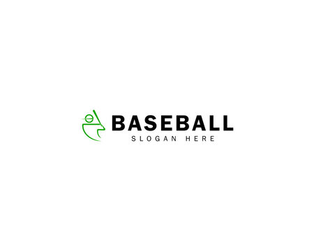 Baseball logo abstract with line art style simple