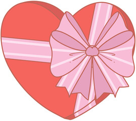 Heart Box with Pink Ribbon Illustration