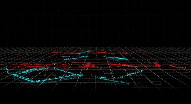 Digital battlefield matrix showing strategic movements and dynamic conflict patterns across a geometric grid background ,operation ,command ,futuristic