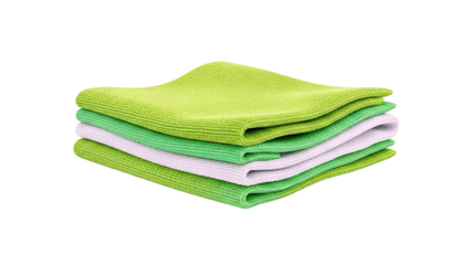 Stack of Green and Gray Microfiber Cleaning Cloths