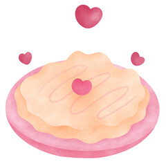 Okonomiyaki Japanese Food Watercolor Illustration. ideal for Food, Valentine&rsquo;s Day, graphics, romantic branding, stickers, and social media visuals.