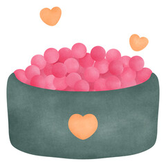 Sushi Japanese Food Watercolor Illustration. ideal for Food, Valentine&rsquo;s Day, graphics, romantic branding, stickers, and social media visuals.