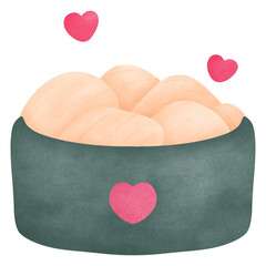 Sushi Japanese Food Watercolor Illustration. ideal for Food, Valentine&rsquo;s Day, graphics, romantic branding, stickers, and social media visuals.