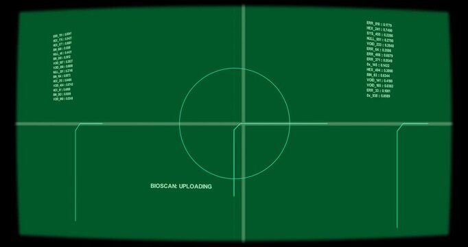On upload, bioscan HUD, reticle and guides shifting, data updating, showing progress on transparent