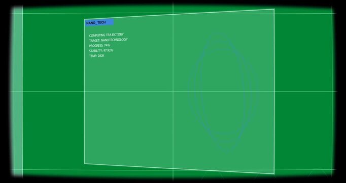Compute trajectory NANO_TECH panel sliding and rotating to display blue plot on transparent bg