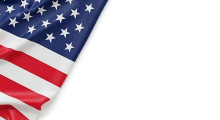 Fototapeta premium American Flag Waving on White Background for Presidents Day Celebrations 2026, Patriotism, and Holidays