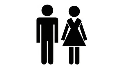 Male and Female Figures Silhouette Icon.