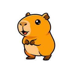 Fototapeta premium capybara cartoon illustration with clean outlines and flat colors, isolated on white