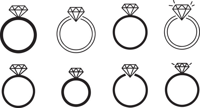 Black and white diamond ring illustration designs