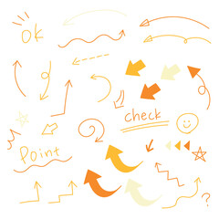 やじるしと色んな記号の素材セット【オレンジ系】