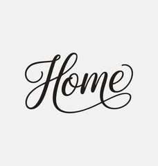 Obraz premium Home Written in Black Joining Stroke Typography Vector – Modern Handwritten Script Lettering with Continuous Connected Line Style, Smooth Joined Font Wordmark Isolated on White Background for Logo,