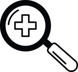 Fototapeta premium Healthcare medical symbol magnifying glass icon for medical diagnosis and research