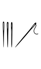 Obraz premium Needle silhouette, various sewing needle clipart, sewing needle vector art, sewing needle shape vector, vector of sewing needle set isolated