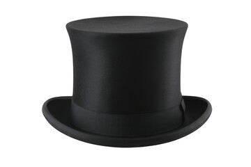 Black hat with wide brim formal fashion isolated on a transparent background