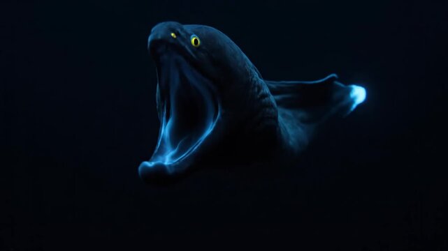 Deep Sea Anglerfish with Bioluminescent Lure on Head