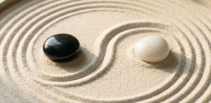 Yin Yang Stones in Zen Sand  