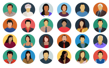 Fototapeta premium Set of diverse user profile icons or avatars in circular frames
