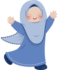 Happy Little girl in hijab illustration 