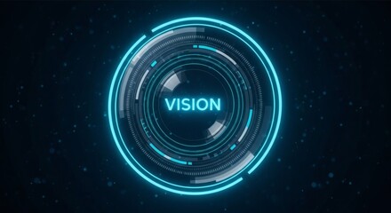 Visionary Future Neon Circle Display with Futuristic Technology.