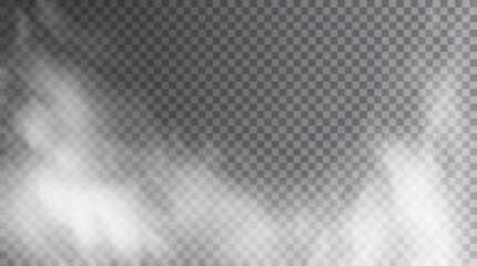 Naklejka premium Abstract misty borders with white smoke over transparent background. Ideal for enhancing photos, videos, or design elements with a soft ethereal touch. Adds a cinematic look.