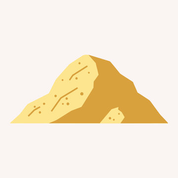 Flat Illustration of Sand Heap, Earth, or Dirt Pile Icon in Minimalist Geometric Style Isolated on White Background