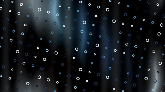 performing a slow motion sequence of geometric shapes drifting across a dark gradient background