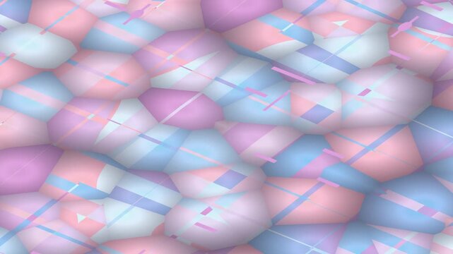 Performing motion through a soft colorful geometric pattern in ambient abstract scenery
