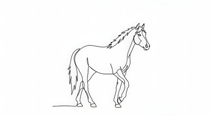 Fototapeta premium Continuous Line Drawing of a Horse