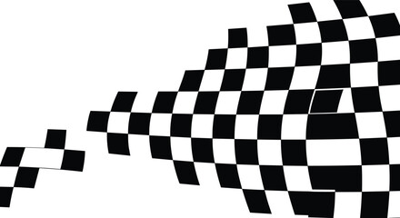 Racing checkered flag motion effect illustration symbolizing speed, finish line and motorsport competition in bold vector style