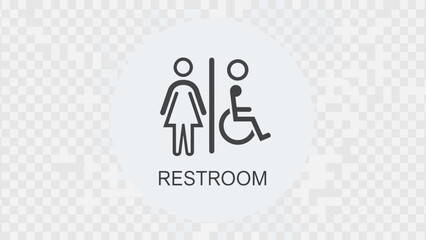 Accessible Restroom Sign for Men Women and Disabled Individuals.