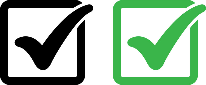 Minimalist checkmark icons in black and green
