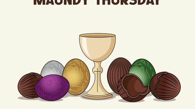 Animated Maundy Thursday Holy Week Chalice Easter Eggs Vector Icon