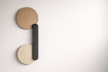 Minimal Geometric Wall Decor In Neutral Interior.
Abstract wall composition made of natural textures and soft colors, creating calm balance and modern decorative wellness mood.