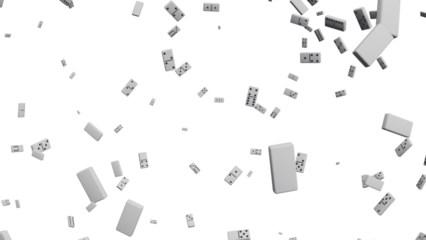 Falling Dominoes on Black Background