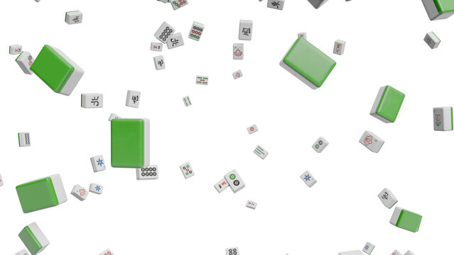 Floating Mahjong Tiles on Black Background