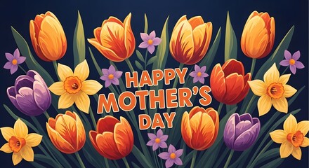 Vibrant flowers celebrate happy mother's day with love and gratitude