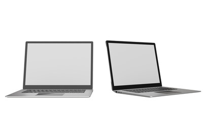 Two Open Laptops on Black Background
