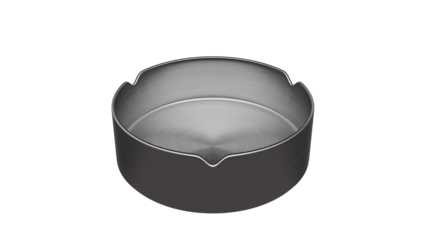 Empty Glass Ashtray on Black Background