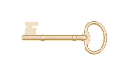 Vintage Brass Skeleton Key on Black Background