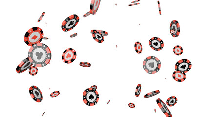 Falling Casino Chips on Black Background