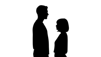 Man and Woman Silhouette Facing Each Other.