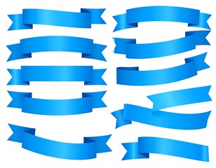 Obraz premium Set of ten vibrant blue decorative banners on a white background