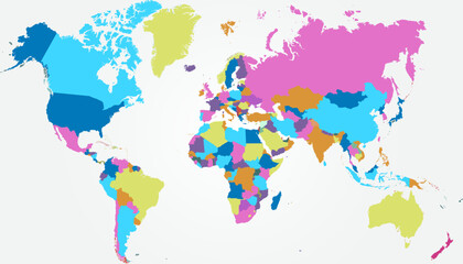 Obraz premium World map. Color modern vector map. Silhouette map.