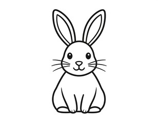 Obraz premium Line-art depiction of a smiling bunny rabbit