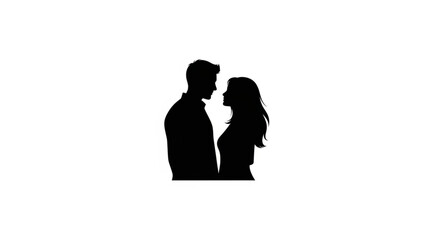 Silhouette Couple Facing Each Other Romantic Connection.