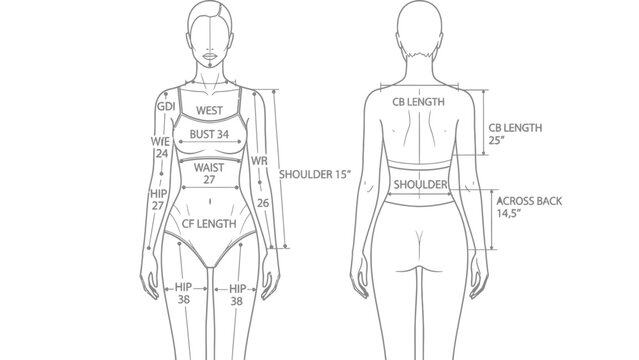 Human Body Measurement Diagram Illustration.