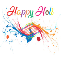 Naklejka premium Happy Holi Greeting Card with Abstract Colorful Paint Swirls and Artistic Ink Strokes Background for Indian Festival of Colors Celebration Banner and Creative Social Media Graphics