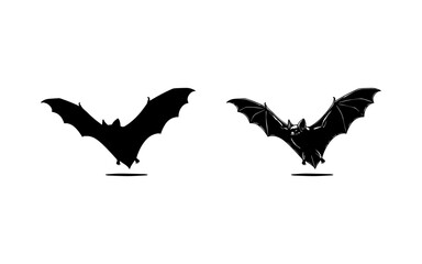 Black bat silhouettes collection for halloween and gothic design. 
