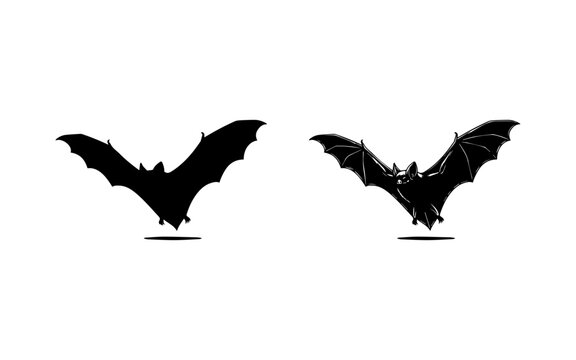 Black bat silhouettes collection for halloween and gothic design. 