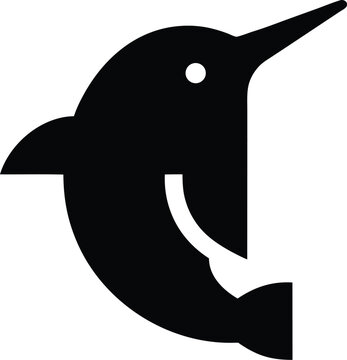 narwhal silhouette vector illustration on transparent background